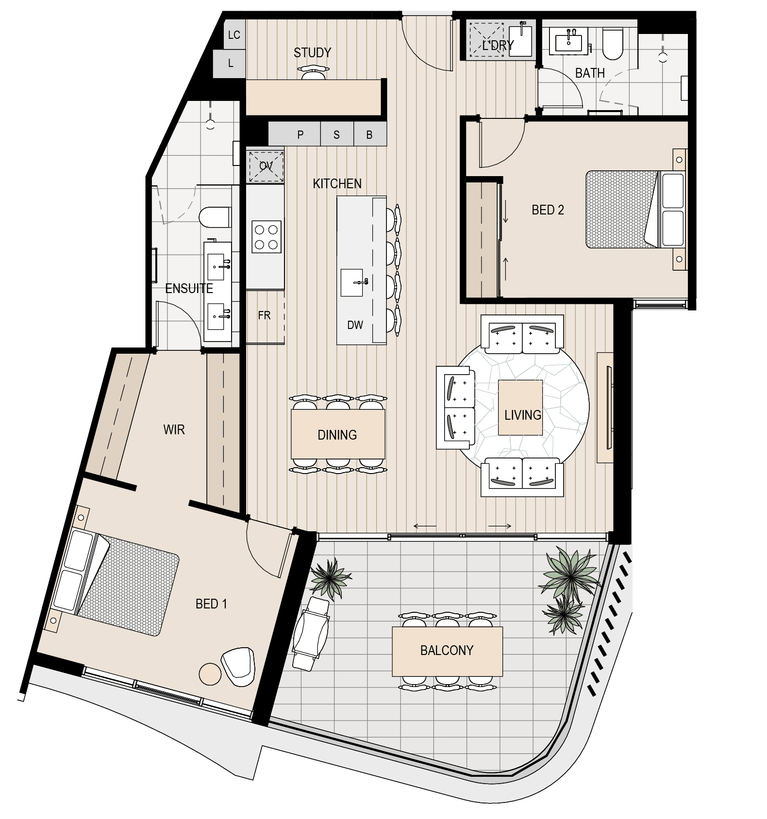Apartment floorplan 204